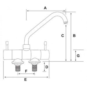 Torneira mista bico alto 2x 3/8″ Macho TREM